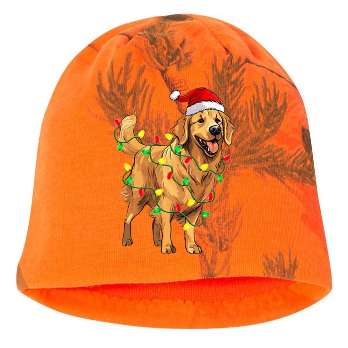 Golden Retriever Christmas Santa Hat Tree Lights Pajama Kati - Camo Knit Beanie