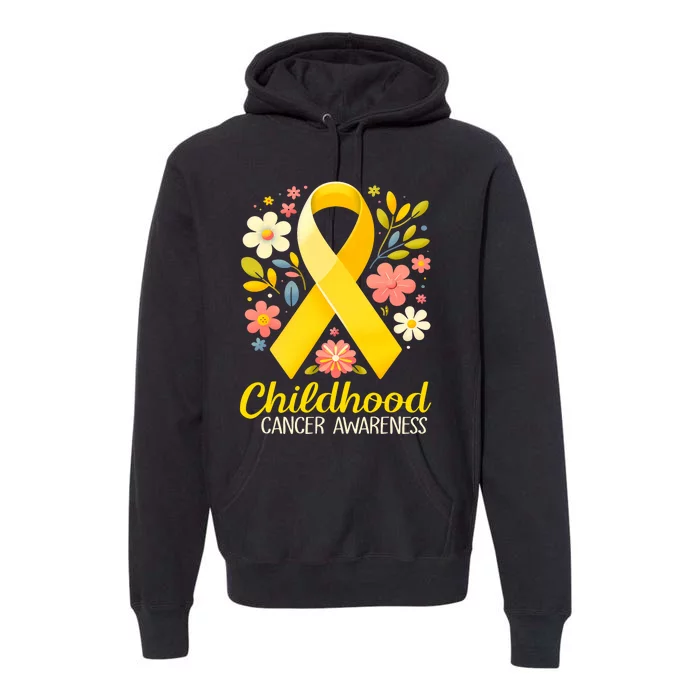 Gold Ribbon Childhood Cancer Awareness Premium Hoodie