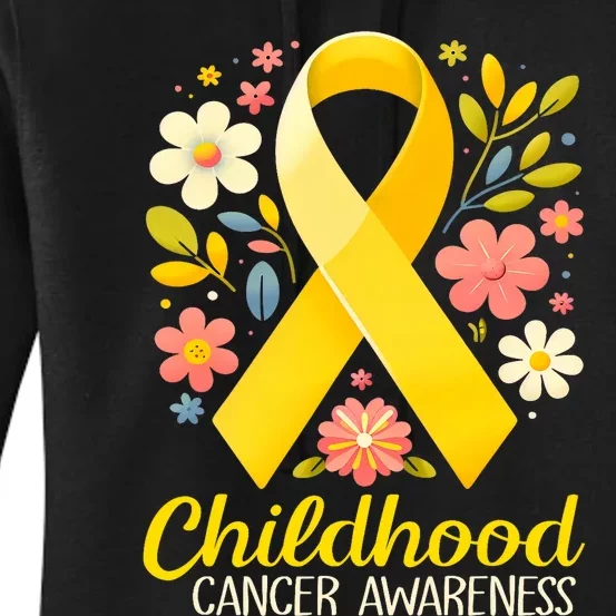 Gold Ribbon Childhood Cancer Awareness Women's Pullover Hoodie