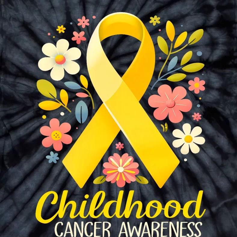 Gold Ribbon Childhood Cancer Awareness Tie-Dye T-Shirt