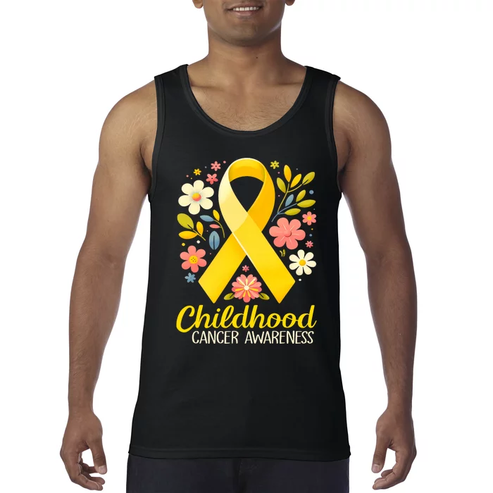 Gold Ribbon Childhood Cancer Awareness Tank Top