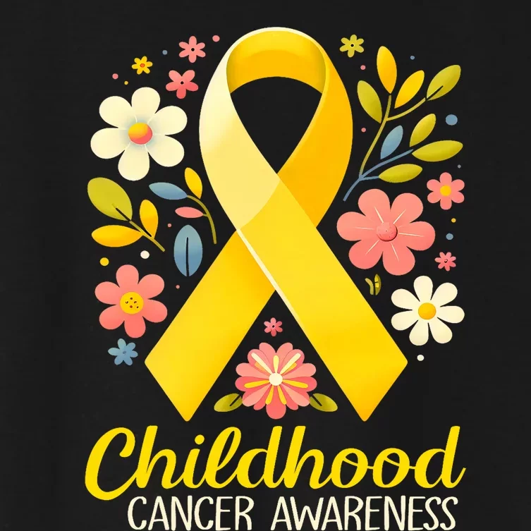 Gold Ribbon Childhood Cancer Awareness Women's Crop Top Tee