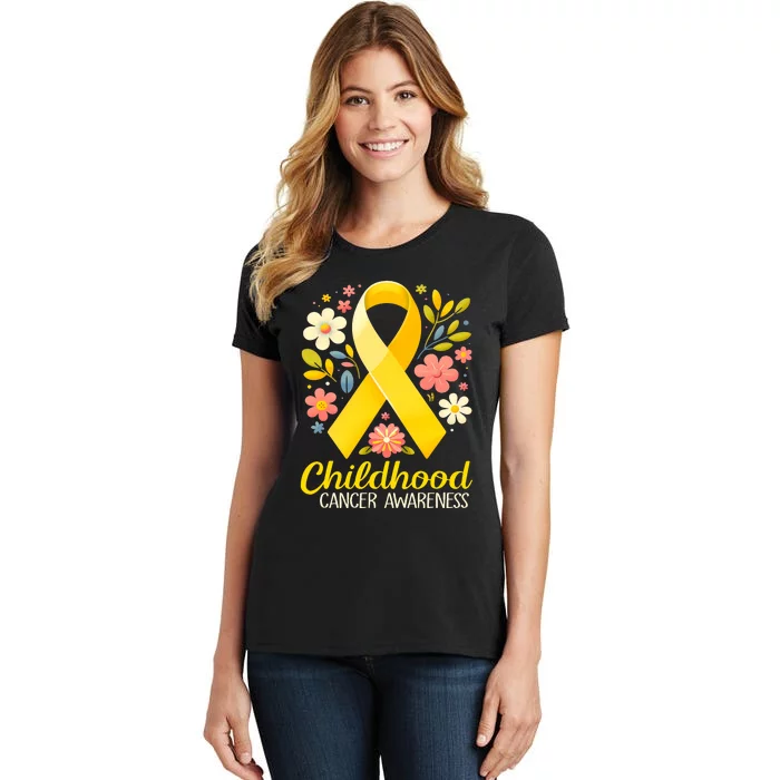 Gold Ribbon Childhood Cancer Awareness Women's T-Shirt