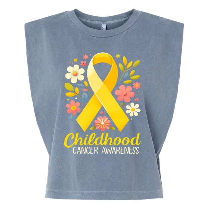 Gold Ribbon Childhood Cancer Awareness Garment-Dyed Women's Muscle Tee