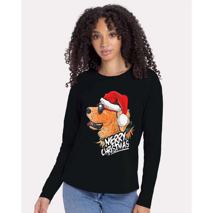 Golden Retriever Christmas Sweater Santa Xmas Dog Christmas Womens Cotton Relaxed Long Sleeve T-Shirt