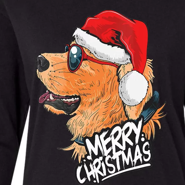 Golden Retriever Christmas Sweater Santa Xmas Dog Christmas Womens Cotton Relaxed Long Sleeve T-Shirt