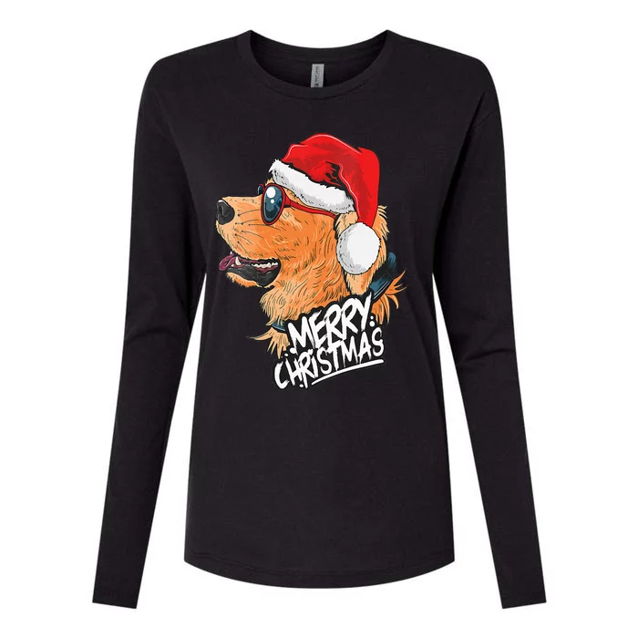 Golden Retriever Christmas Sweater Santa Xmas Dog Christmas Womens Cotton Relaxed Long Sleeve T-Shirt