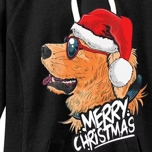 Golden Retriever Christmas Sweater Santa Xmas Dog Christmas Women's Fleece Hoodie