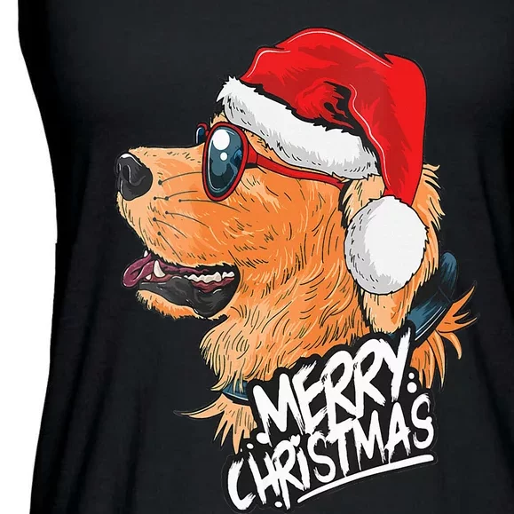 Golden Retriever Christmas Sweater Santa Xmas Dog Christmas Ladies Essential Flowy Tank