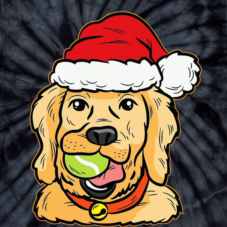 Golden Retriever Christmas Pajama with Tennis Ball Design Tie-Dye T-Shirt