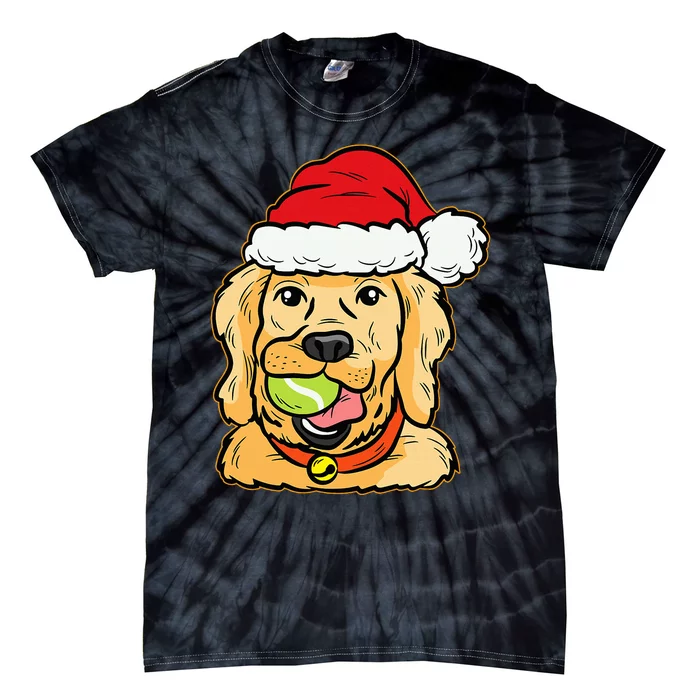 Golden Retriever Christmas Pajama with Tennis Ball Design Tie-Dye T-Shirt