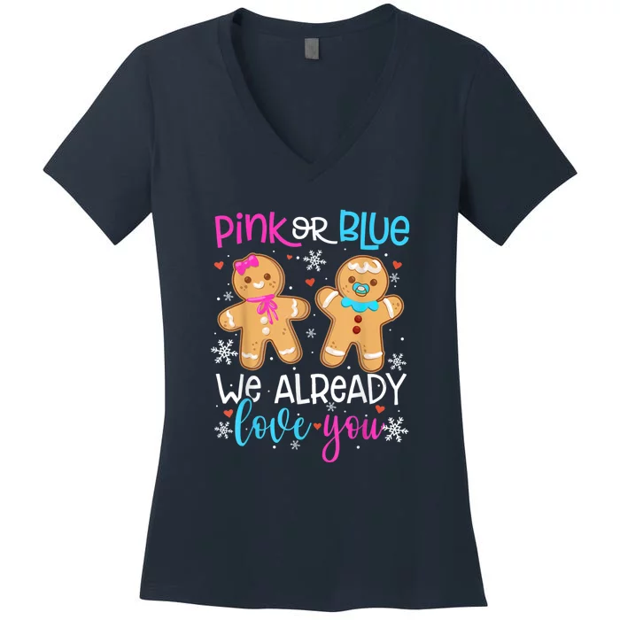 Gender Reveal Christmas Pregnancy Announcement Women's V-Neck T-Shirt