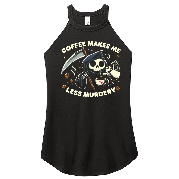 Grim Reaper Coffee Lover  Dark Humor Caffeine Women’s Perfect Tri Rocker Tank