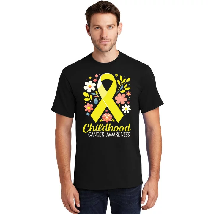 Gold Ribbon Childhood Cancer Awareness Girl Tall T-Shirt