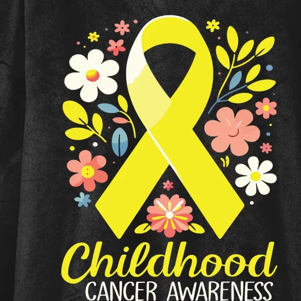 Gold Ribbon Childhood Cancer Awareness Girl Hooded Wearable Blanket