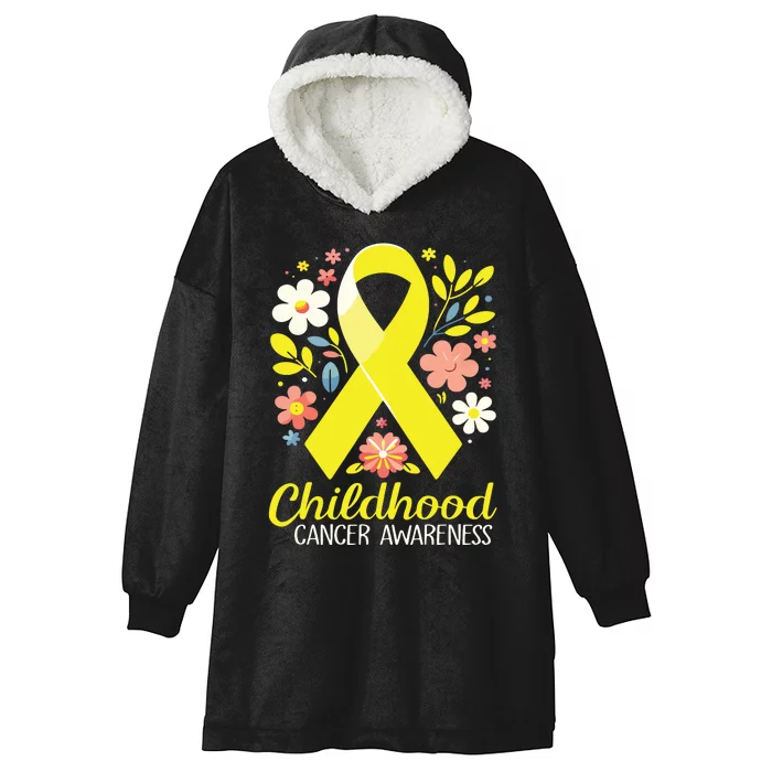 Gold Ribbon Childhood Cancer Awareness Girl Hooded Wearable Blanket