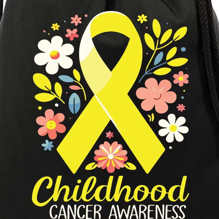 Gold Ribbon Childhood Cancer Awareness Girl Drawstring Bag