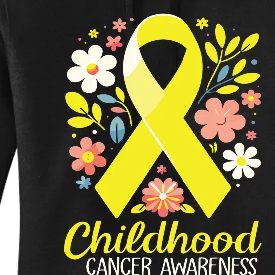 Gold Ribbon Childhood Cancer Awareness Girl Women's Pullover Hoodie