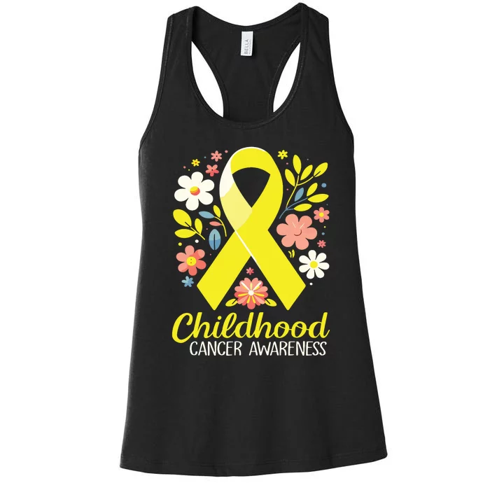 Gold Ribbon Childhood Cancer Awareness Girl Women's Racerback Tank