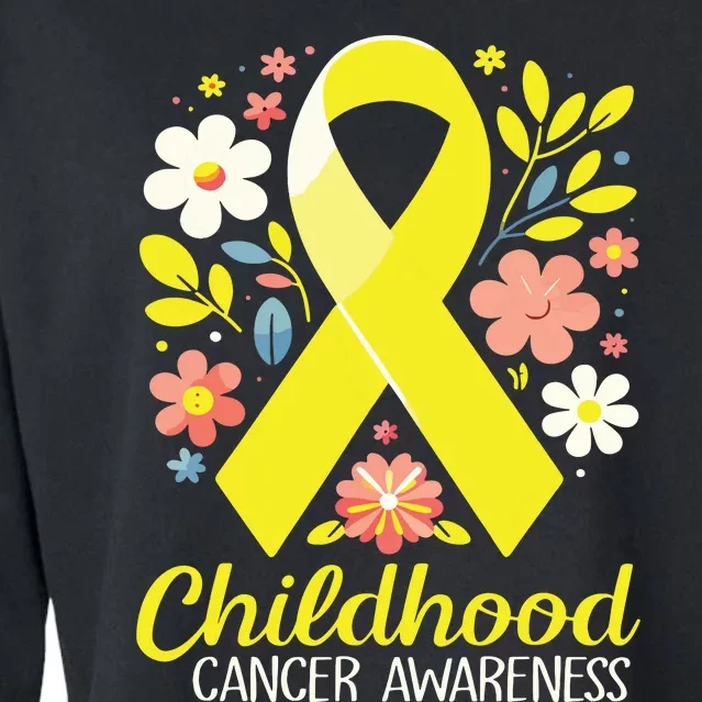 Gold Ribbon Childhood Cancer Awareness Girl Cropped Pullover Crew