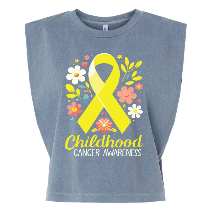 Gold Ribbon Childhood Cancer Awareness Girl Garment-Dyed Women's Muscle Tee