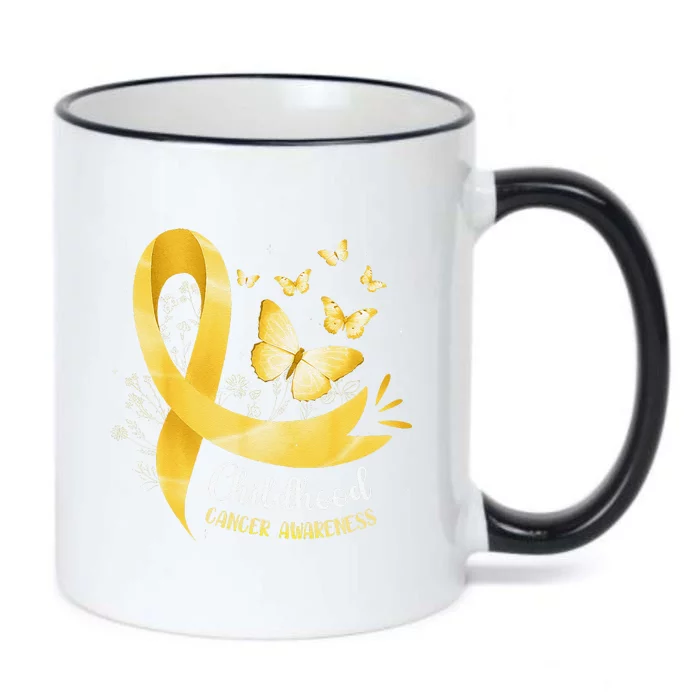 Gold Ribbon Childhood Cancer Awareness Gift Black Color Changing Mug