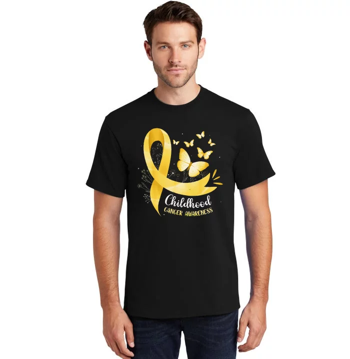 Gold Ribbon Childhood Cancer Awareness Gift Tall T-Shirt