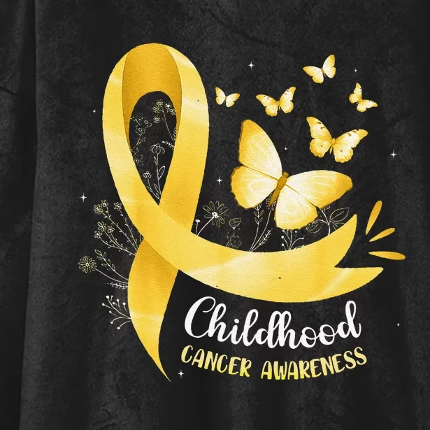 Gold Ribbon Childhood Cancer Awareness Gift Hooded Wearable Blanket