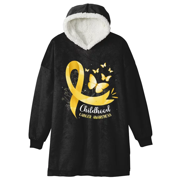 Gold Ribbon Childhood Cancer Awareness Gift Hooded Wearable Blanket