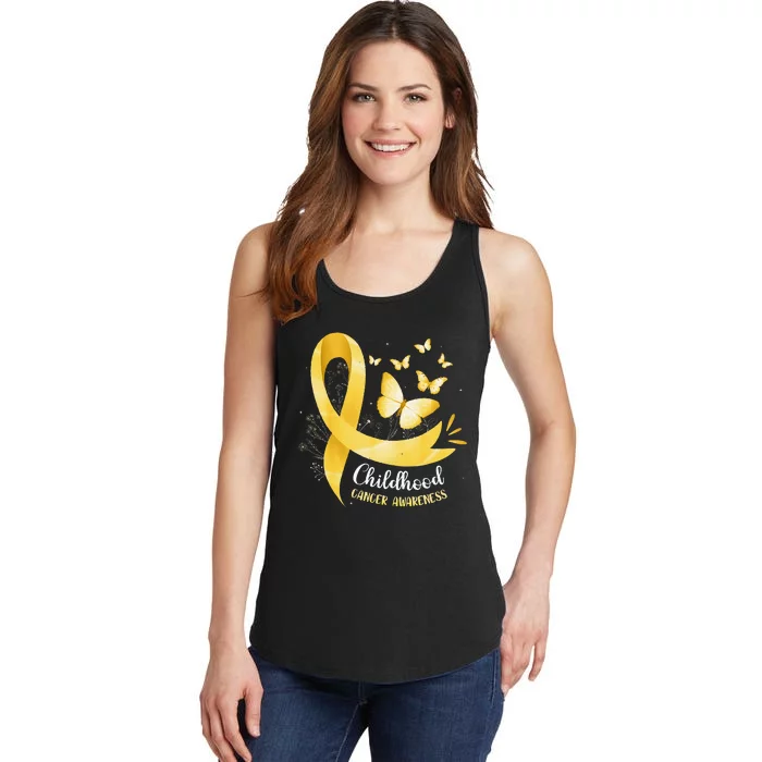 Gold Ribbon Childhood Cancer Awareness Gift Ladies Essential Tank