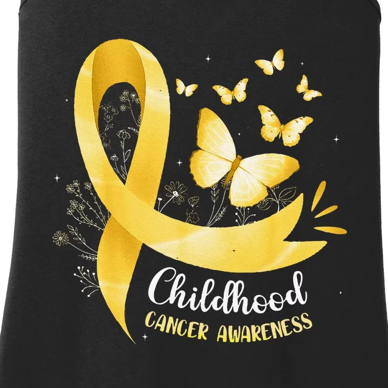 Gold Ribbon Childhood Cancer Awareness Gift Ladies Essential Tank