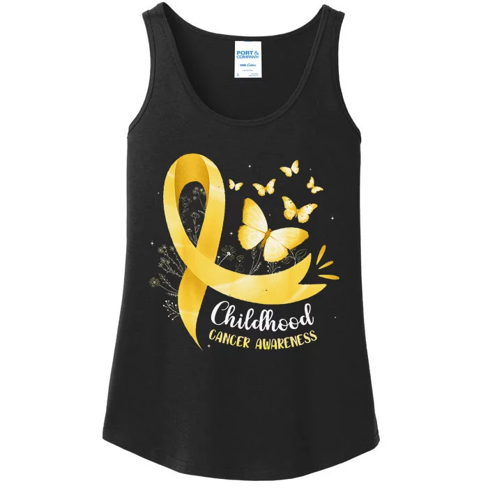 Gold Ribbon Childhood Cancer Awareness Gift Ladies Essential Tank