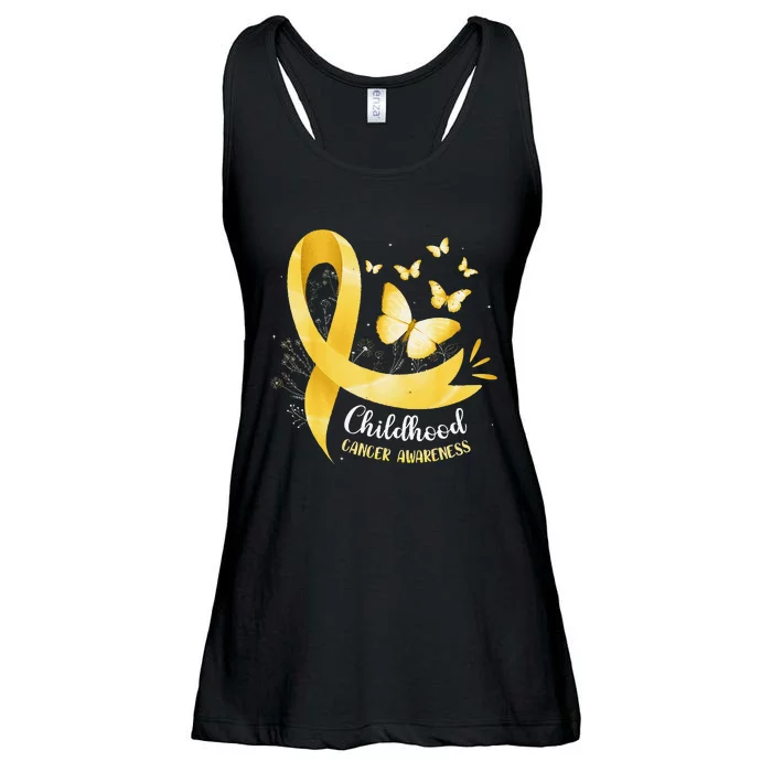 Gold Ribbon Childhood Cancer Awareness Gift Ladies Essential Flowy Tank