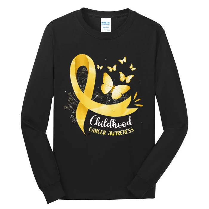 Gold Ribbon Childhood Cancer Awareness Gift Tall Long Sleeve T-Shirt