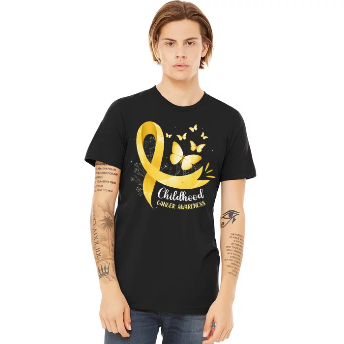 Gold Ribbon Childhood Cancer Awareness Gift Premium T-Shirt