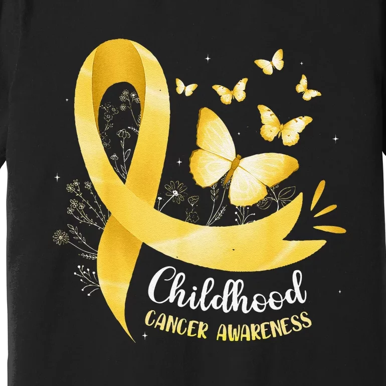 Gold Ribbon Childhood Cancer Awareness Gift Premium T-Shirt