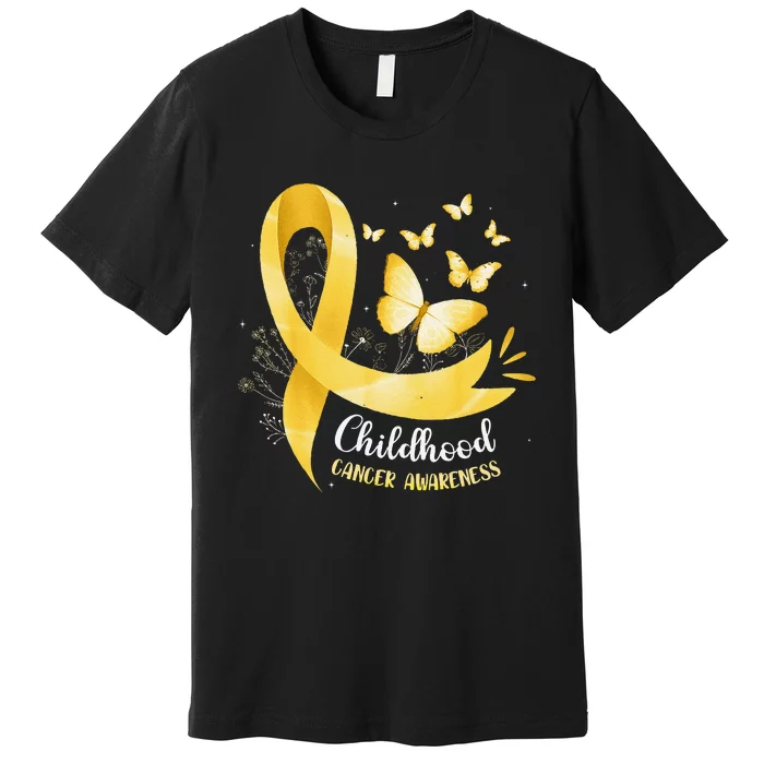 Gold Ribbon Childhood Cancer Awareness Gift Premium T-Shirt