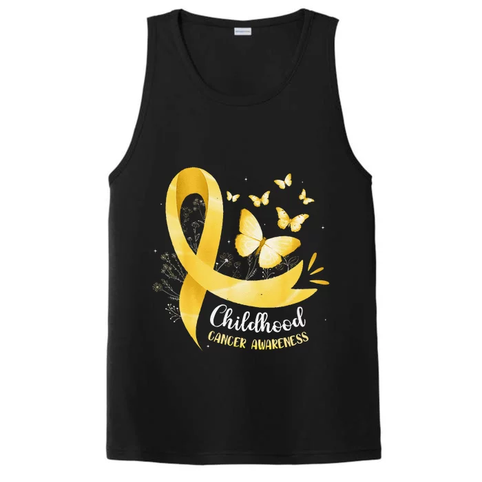 Gold Ribbon Childhood Cancer Awareness Gift Performance Tank