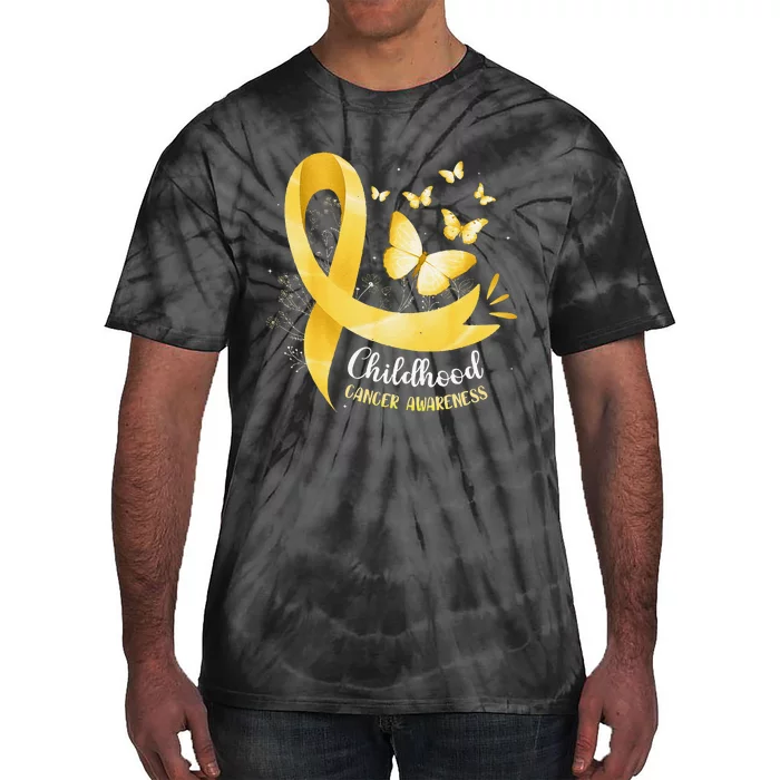 Gold Ribbon Childhood Cancer Awareness Gift Tie-Dye T-Shirt