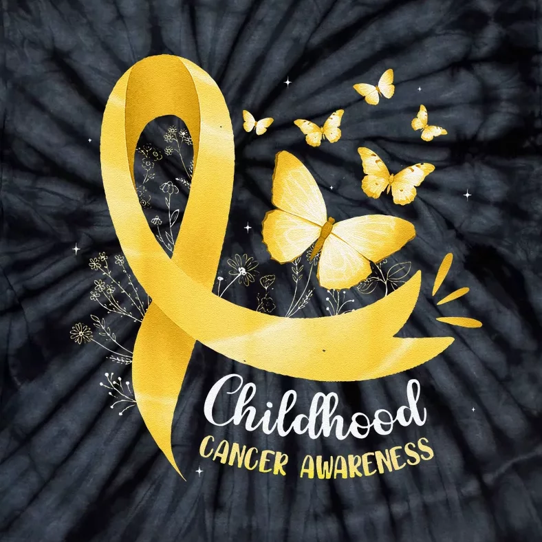 Gold Ribbon Childhood Cancer Awareness Gift Tie-Dye T-Shirt