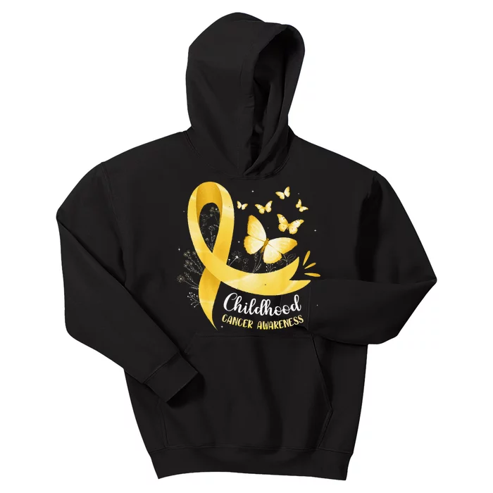 Gold Ribbon Childhood Cancer Awareness Gift Kids Hoodie