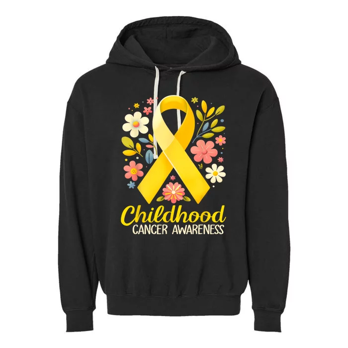 Gold Ribbon Childhood Cancer Awareness Garment-Dyed Fleece Hoodie