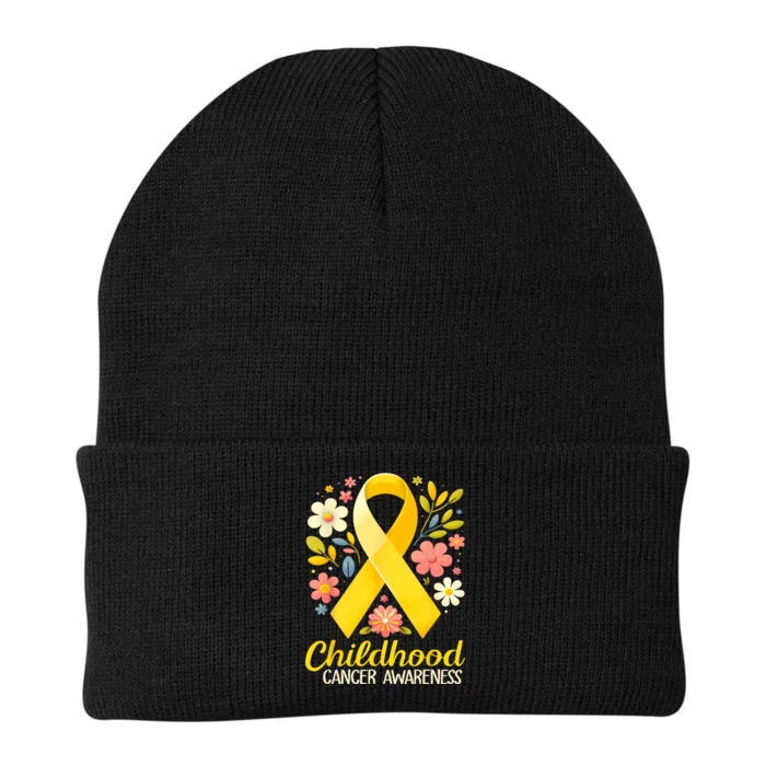 Gold Ribbon Childhood Cancer Awareness Knit Cap Winter Beanie