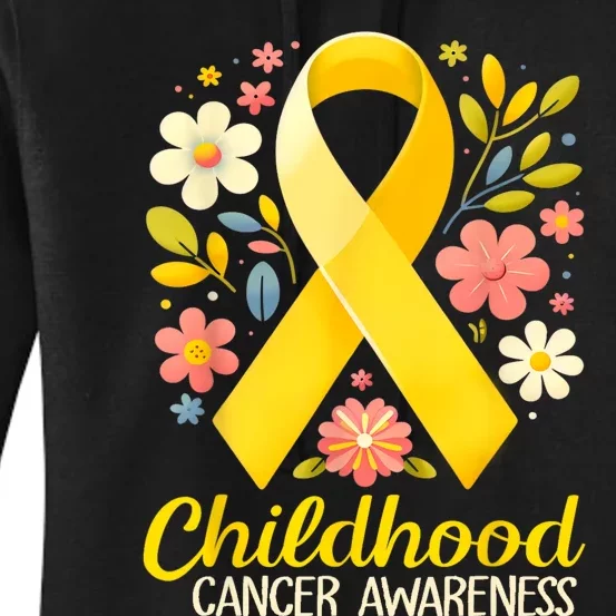 Gold Ribbon Childhood Cancer Awareness Women's Pullover Hoodie