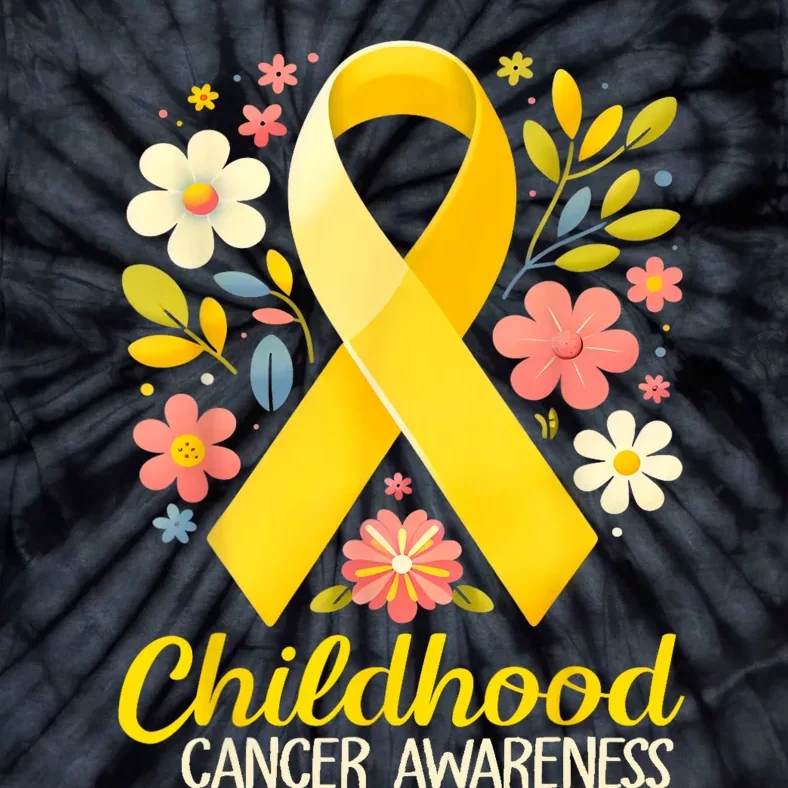 Gold Ribbon Childhood Cancer Awareness Tie-Dye T-Shirt