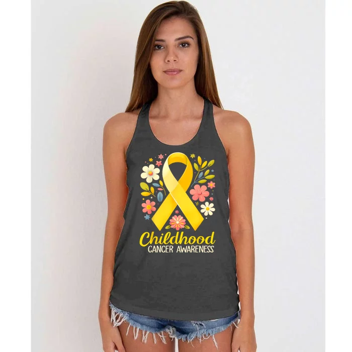 Gold Ribbon Childhood Cancer Awareness Women's Knotted Racerback Tank