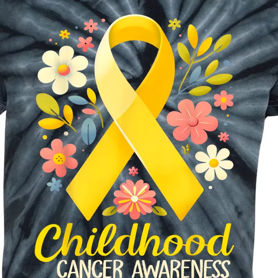 Gold Ribbon Childhood Cancer Awareness Kids Tie-Dye T-Shirt