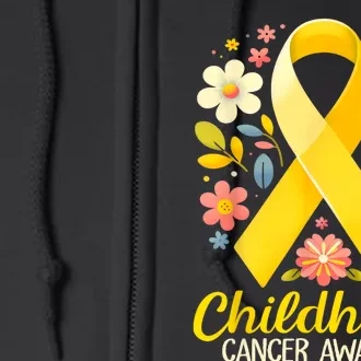 Gold Ribbon Childhood Cancer Awareness Full Zip Hoodie