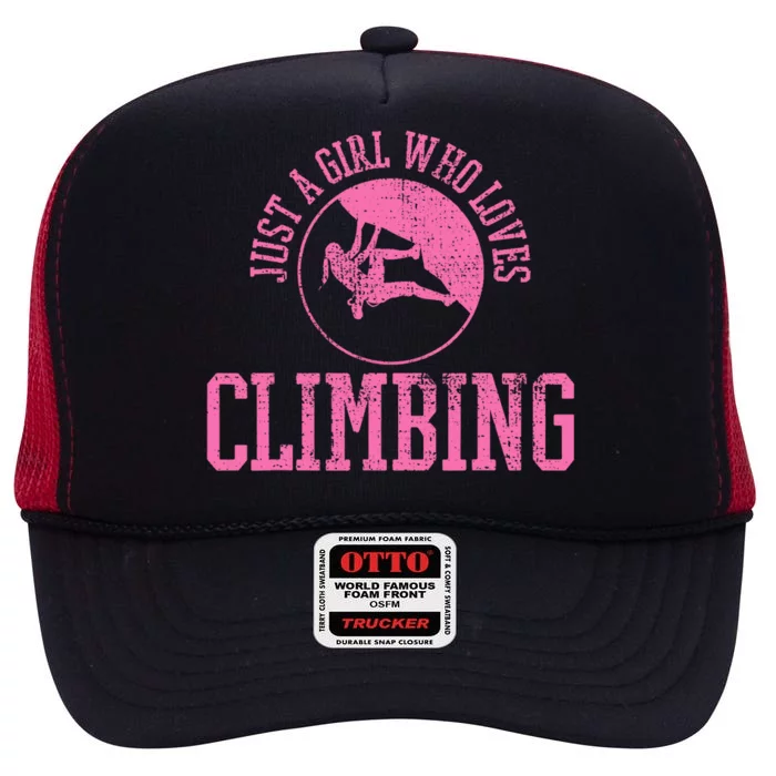 Girl Rock Climbing Bouldering Climber High Crown Mesh Trucker Hat