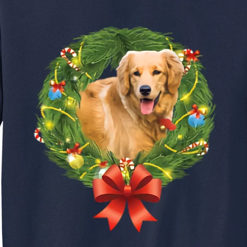 Golden Retriever Christmas Wreath Tall Sweatshirt